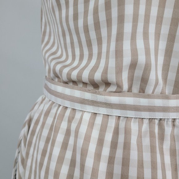 Larry Levine Brown Gingham Stripe Belted Button Up Dress Size XL - Picture 9 of 14